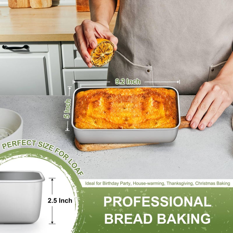 P&P CHEF Loaf Pan Set, 9 x 5 Inch Bread Pans, Stainless Steel Loaf Toast Baking Pans For Bread Meatloaf Lasagna Cake, Healthy & Non Toxic, Oven Safe& Easy Clean, (Silver, 1Pc) - Image 3